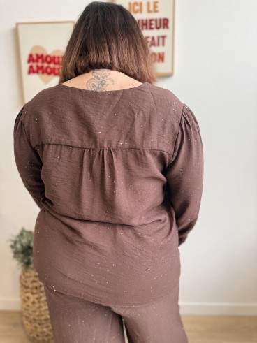 Blouse fluide paillettes partout bordeaux grande taille
