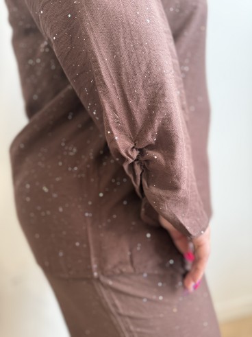 Blouse fluide paillettes partout bordeaux grande taille