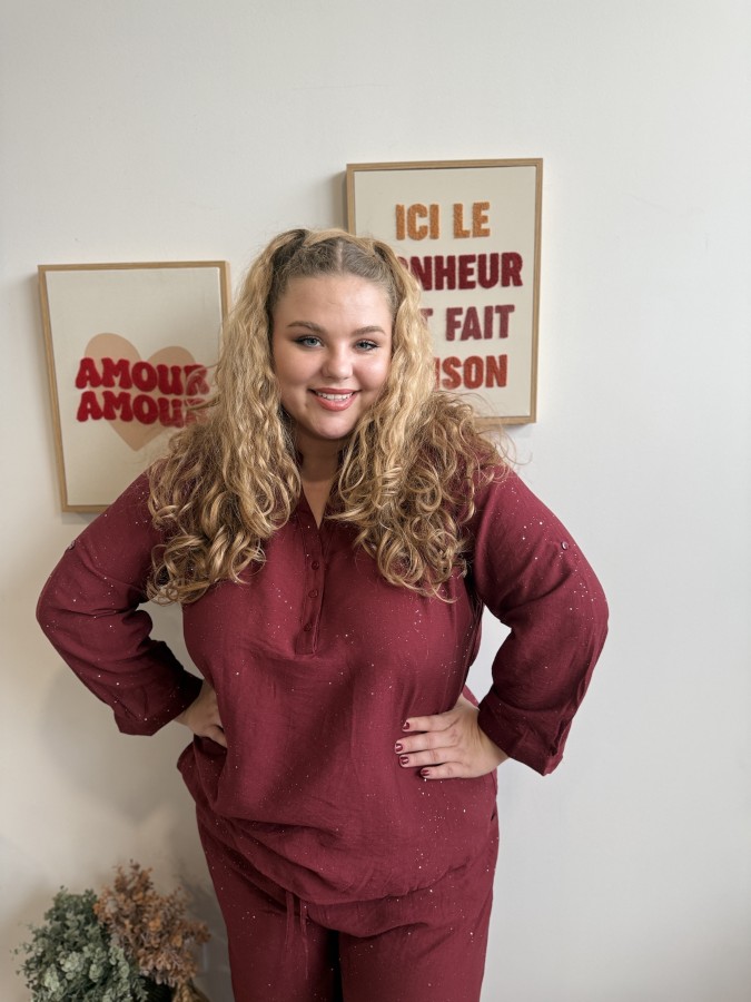 Blouse paillettes Camille bordeaux