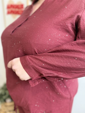Blouse paillettes Camille bordeaux