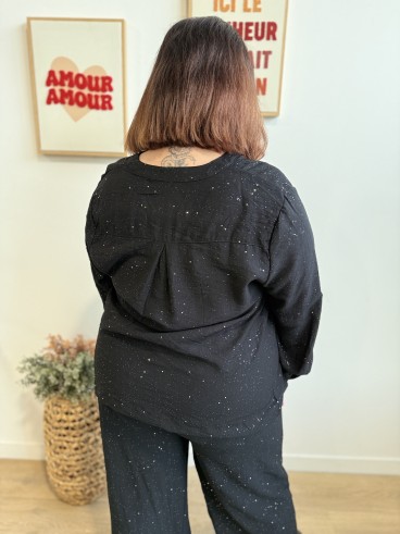 Blouse fluide paillettes partout noir grande taille