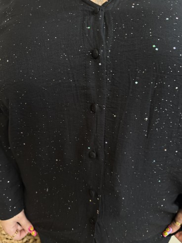 Blouse fluide paillettes partout noir grande taille