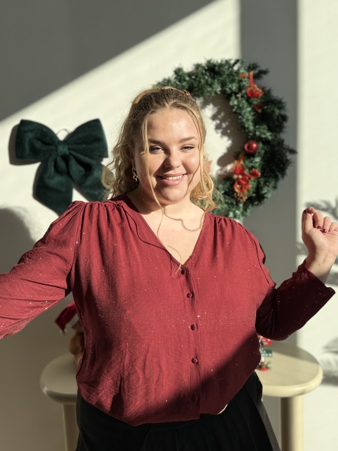 Chemise paillettes Camille bordeaux