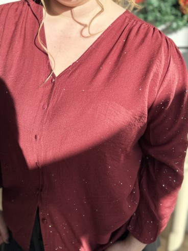 Chemise fluide paillettes partout bordeaux grande taille
