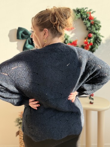 Pull long et oversize Mona noir grande taille