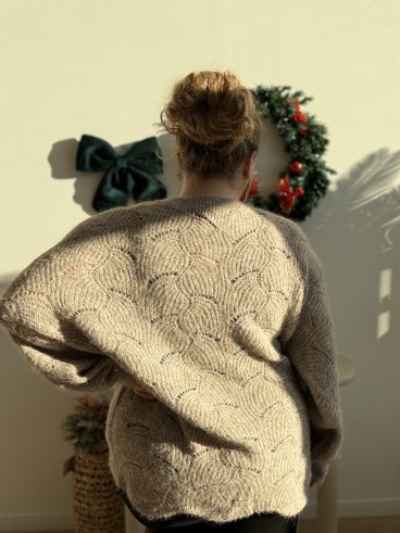 Pull long et oversize Mona beige grande taille