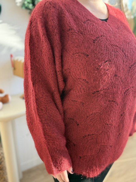 Pull long loose Mona bordeaux