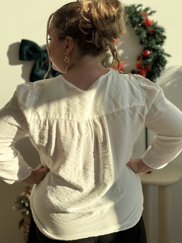 Blouse boutonnée Vicky blanc unie grande taille