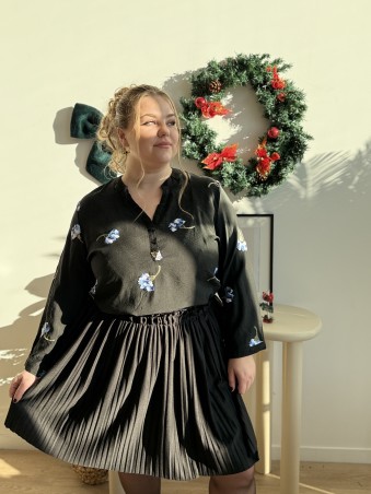 Blouse bouquet fleurs bouclette Vivi noir
