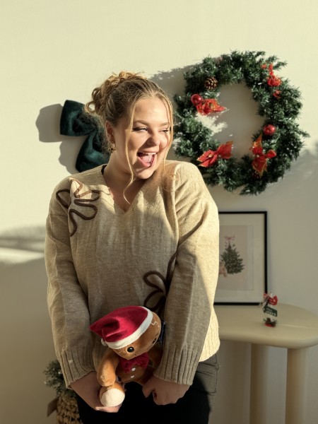 Pull broderie cordage fleur Marta ecru grande taille