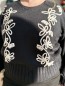 Pull broderie cordage fleur Solene noir