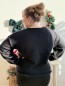 Pull broderie cordage fleur Solene noir