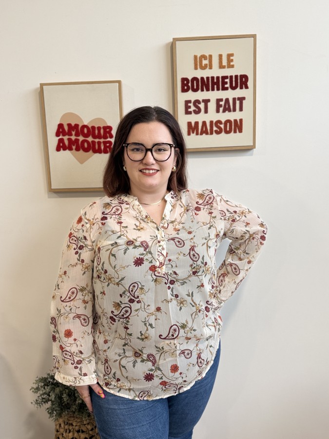 Blouse liserés brillants floral Virgule Blouse liserés brillants floral Virgule