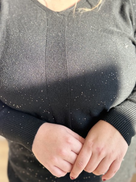 Pull fin paillettes Monica noir