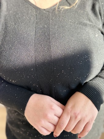 Pull fin paillettes Monica noir