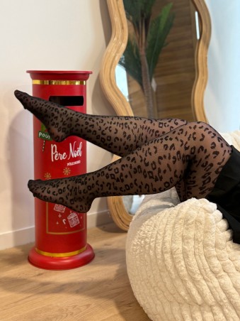 Collant noir léopard