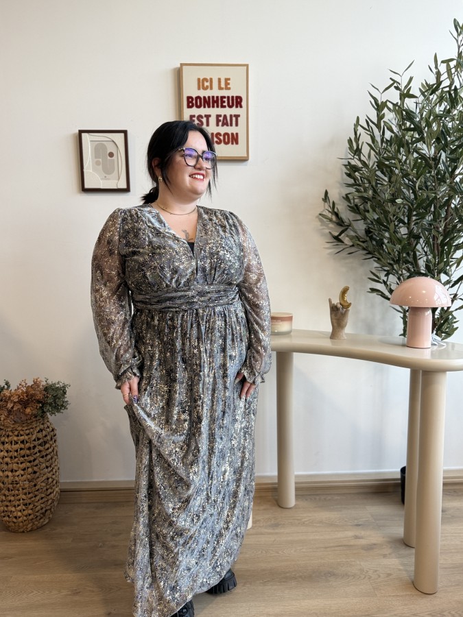 Robe longue dorure Aly noir