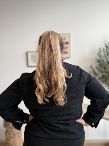 Chemise côtelé col montant Anne noir