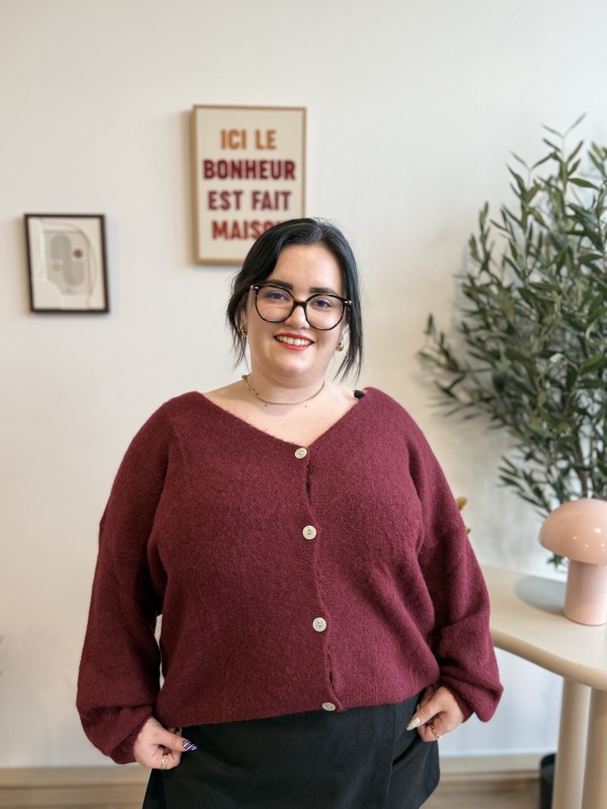 Gilet tout doux baby alpaga Suri bordeaux