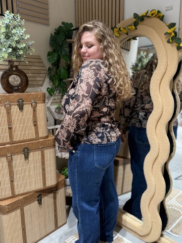 Chemise fluide noir fleurs d'autre fois Paula