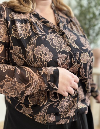 Chemise fluide noir fleurs d'autre fois Paula