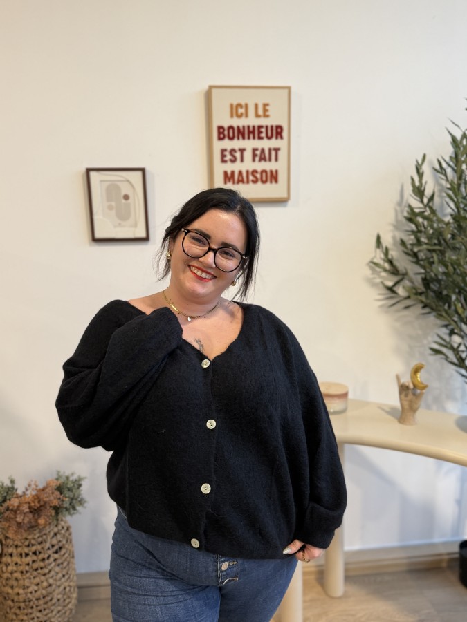 Gilet tout doux baby alpaga Suri noir