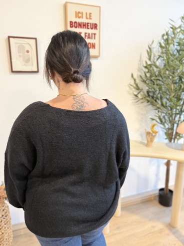 Gilet tout doux baby alpaga Suri noir