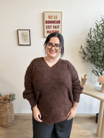Pull long et oversize Mona bordeaux grande taille