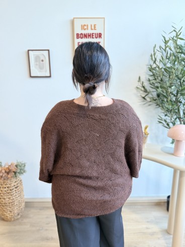 Pull long et oversize Mona bordeaux grande taille