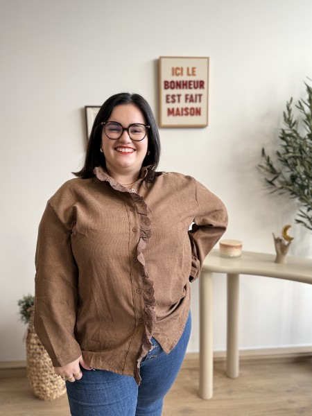 Chemise velours froufrous Malga marron