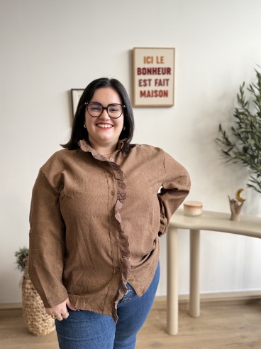 Chemise velours froufrous Malga marron