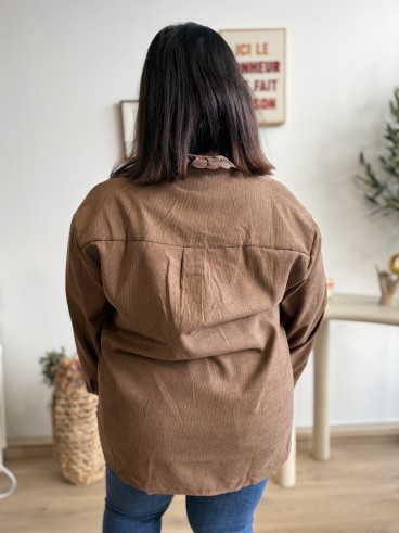 Chemise velours froufrous Malga marron