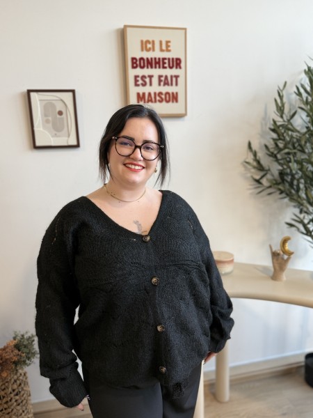 Gilet long et oversize Mona noir grande taille