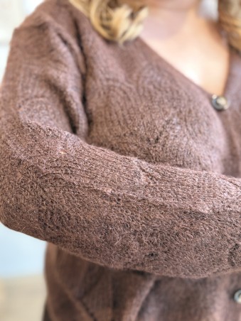 Gilet long loose Mona chocolat