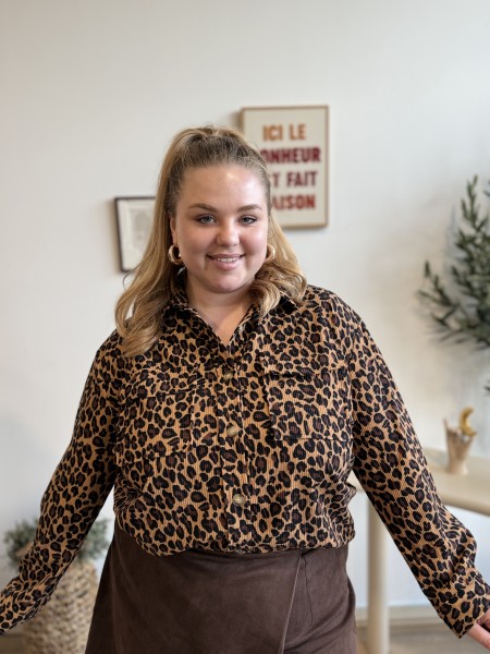 Robe tunique cotelés Isadora léopard grande taille