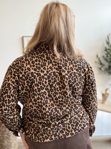 Robe tunique cotelés Isadora léopard grande taille