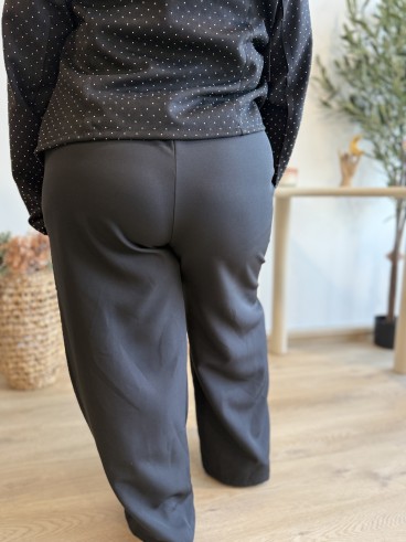 Pantalon fluide Nina ceinture sequins noir