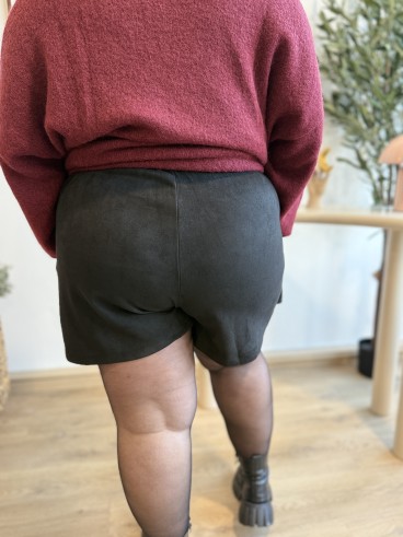 Jupe short feutrine Esmée noir grande taille