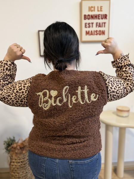 Gilet sans manches bouclette marron grande taille bichette