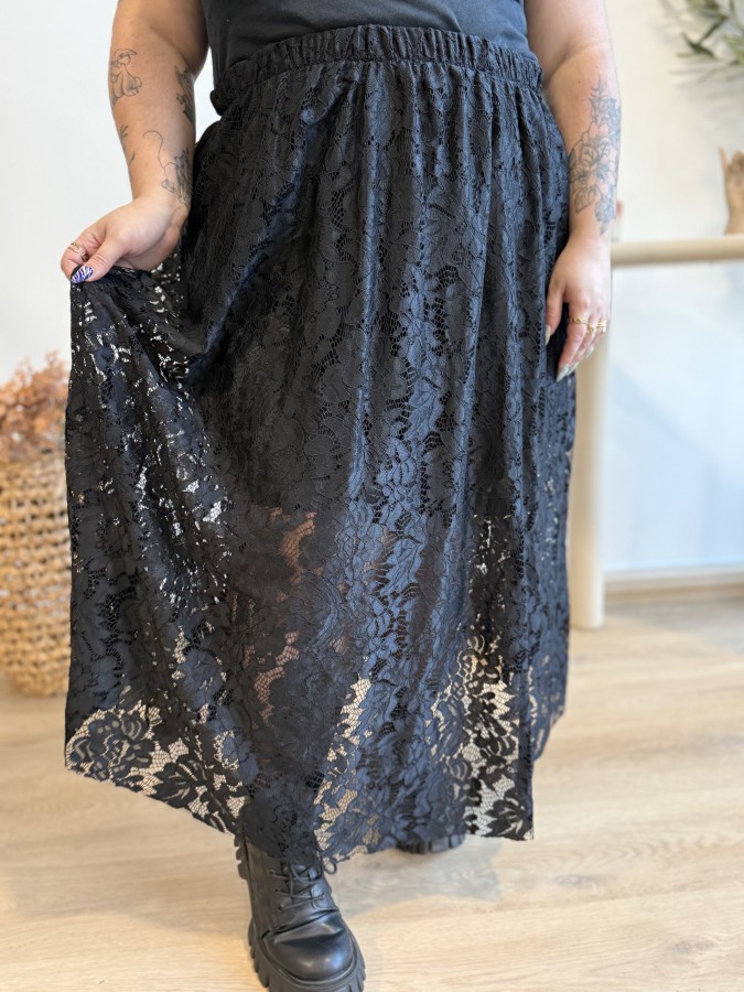 Jupe longue dentelle Willow noir