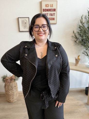 Veste perfecto strass Mily noir