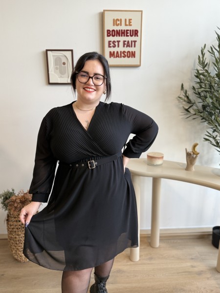 Robe courte haut plissé Pietra nooir