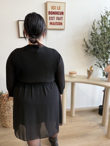 Robe courte haut plissé Pietra nooir