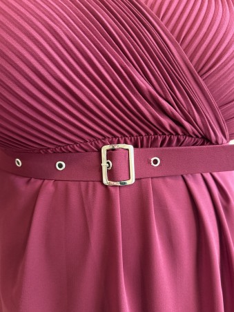 Robe courte haut plissé Pietra bordeaux
