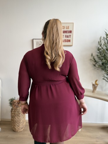 Robe courte haut plissé Pietra bordeaux