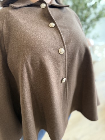 Poncho Cape Col Chemise chocolat