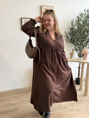 Robe longue unie Prisca chocolat