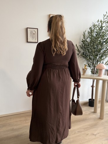 Robe longue unie Prisca chocolat