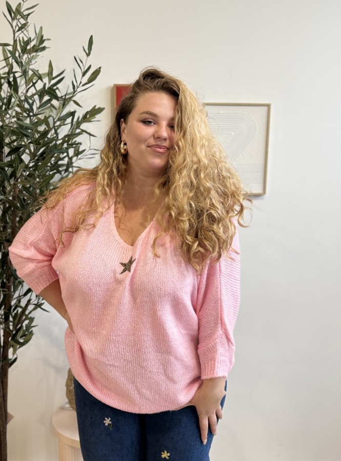 Pull étoile dorée Betty rose