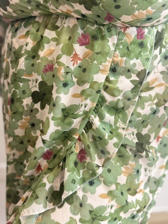 Robe courte fleurie Mao verte